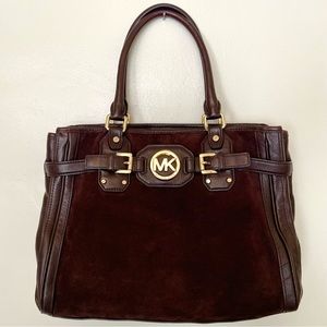 Michael Kors Leather And Suede Chocolate Brown Ha… - image 1